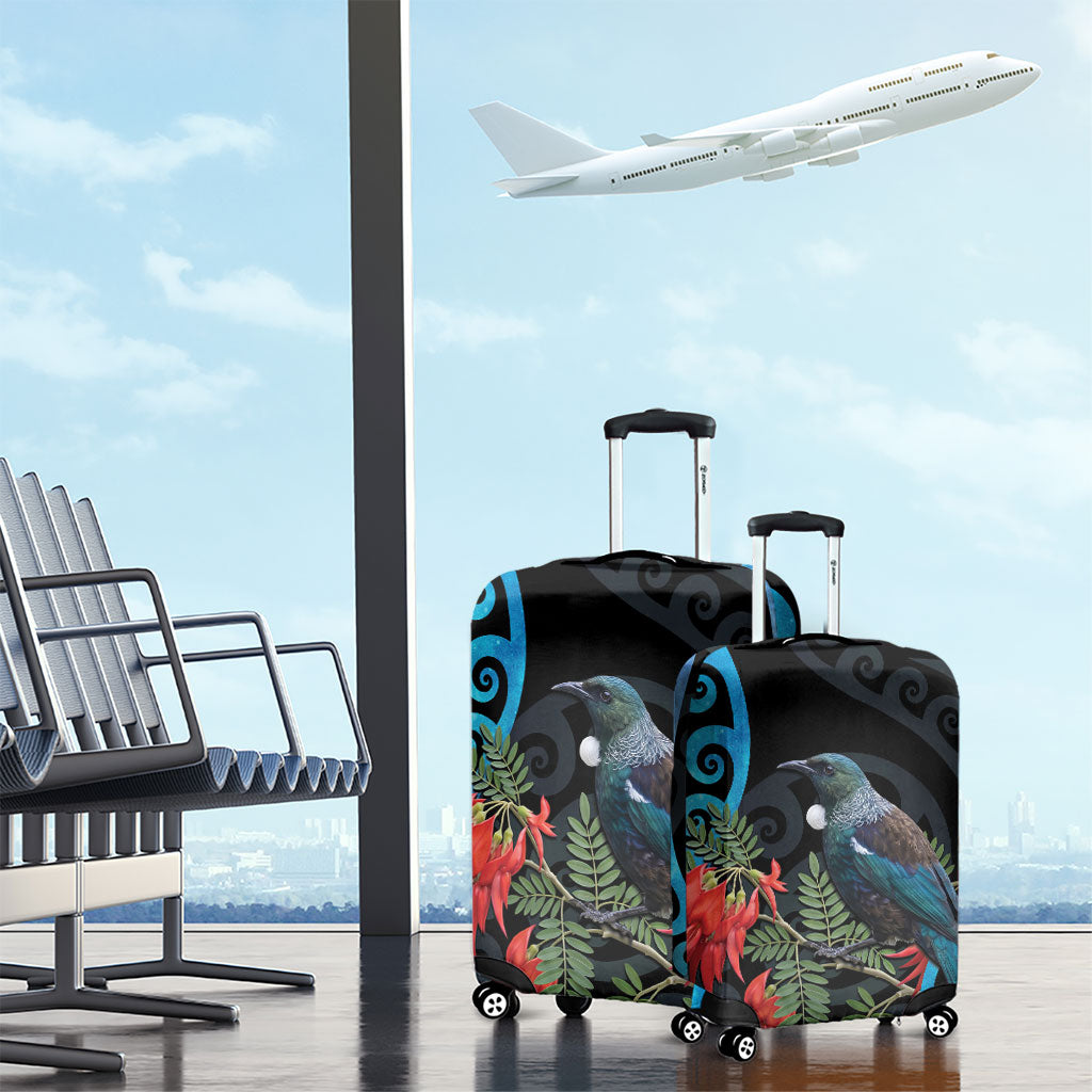 Tui Bird Kakabeak New Zealand Luggage Cover Clianthus Galaxy Maori Koru Pattern LT22 - Polynesian Pride