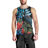 Tui Bird Kakabeak New Zealand Men Tank Top Clianthus Galaxy Maori Koru Pattern LT22 - Polynesian Pride