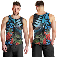 Tui Bird Kakabeak New Zealand Men Tank Top Clianthus Galaxy Maori Koru Pattern LT22 - Polynesian Pride