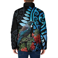Tui Bird Kakabeak New Zealand Padded Jacket Clianthus Galaxy Maori Koru Pattern LT22 - Polynesian Pride