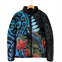 Tui Bird Kakabeak New Zealand Padded Jacket Clianthus Galaxy Maori Koru Pattern LT22 - Polynesian Pride