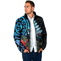 Tui Bird Kakabeak New Zealand Padded Jacket Clianthus Galaxy Maori Koru Pattern LT22 - Polynesian Pride
