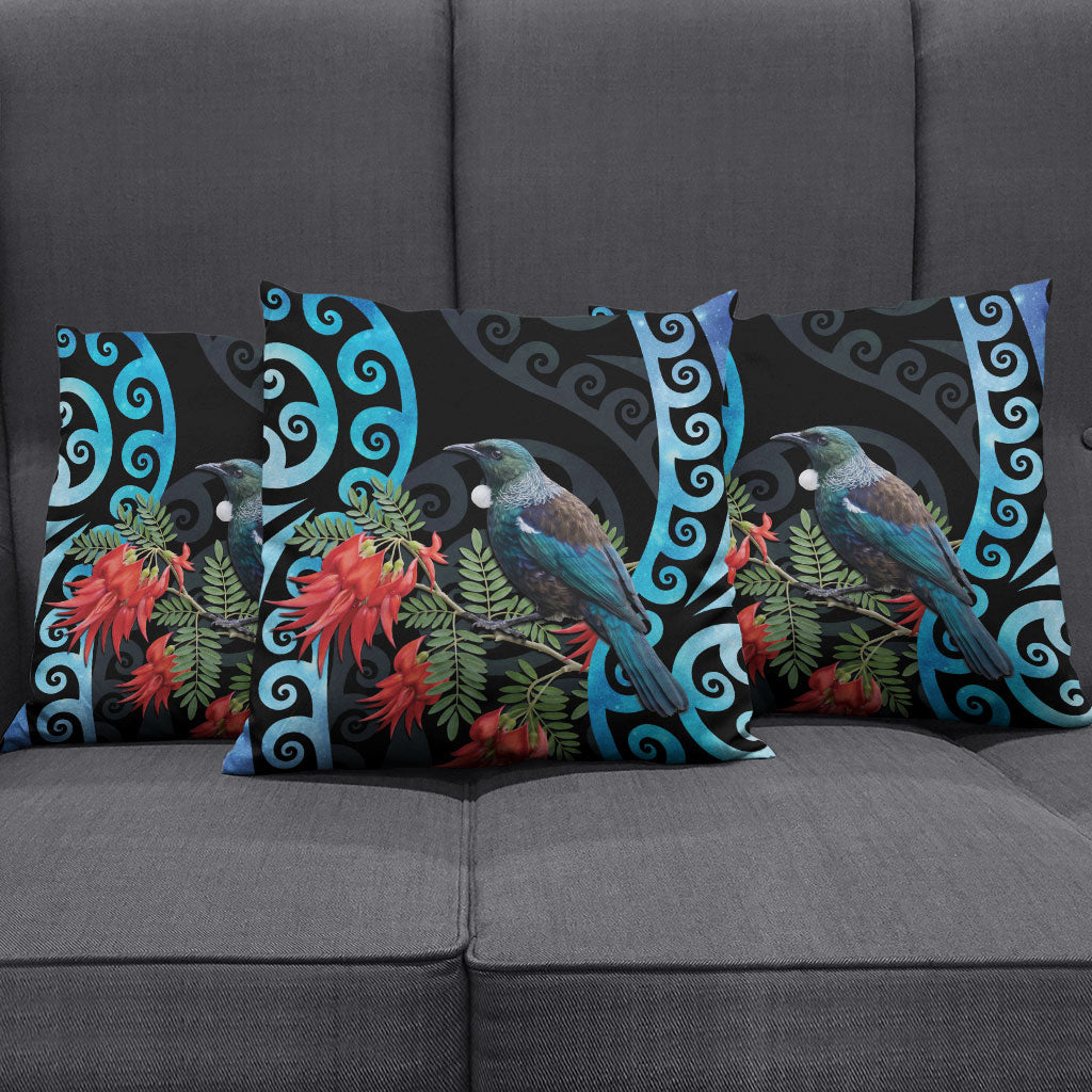 Tui Bird Kakabeak New Zealand Pillow Cover Clianthus Galaxy Maori Koru Pattern LT22 - Polynesian Pride