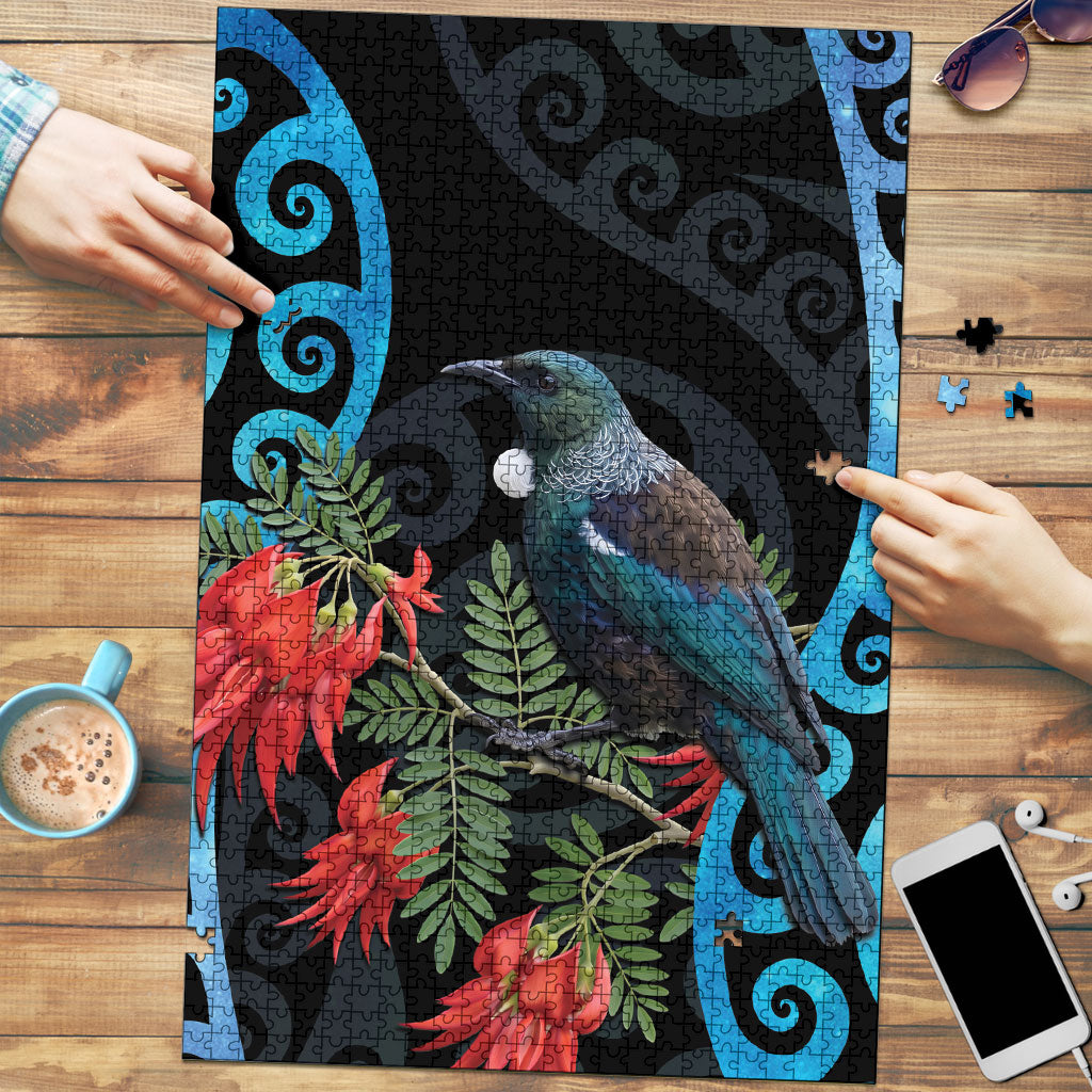 Tui Bird Kakabeak New Zealand Puzzle Clianthus Galaxy Maori Koru Pattern