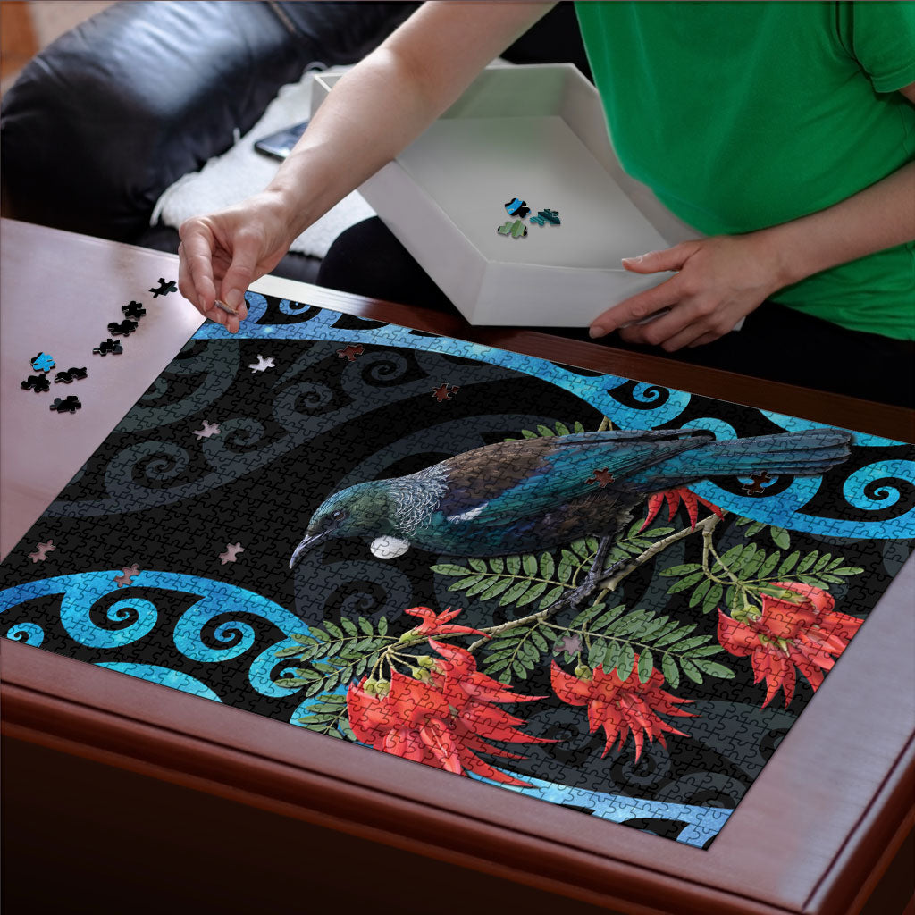 Tui Bird Kakabeak New Zealand Puzzle Clianthus Galaxy Maori Koru Pattern LT22 - Polynesian Pride