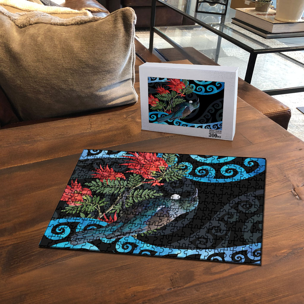 Tui Bird Kakabeak New Zealand Puzzle Clianthus Galaxy Maori Koru Pattern LT22 - Polynesian Pride