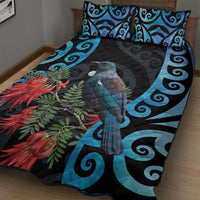 Tui Bird Kakabeak New Zealand Quilt Bed Set Clianthus Galaxy Maori Koru Pattern LT22 - Polynesian Pride