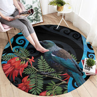 Tui Bird Kakabeak New Zealand Round Carpet Clianthus Galaxy Maori Koru Pattern LT22 - Polynesian Pride