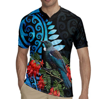 Tui Bird Kakabeak New Zealand Rugby Jersey Clianthus Galaxy Maori Koru Pattern LT22 - Polynesian Pride