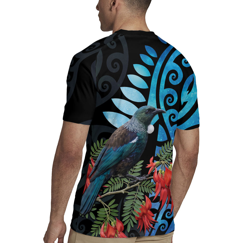 Tui Bird Kakabeak New Zealand Rugby Jersey Clianthus Galaxy Maori Koru Pattern LT22 - Polynesian Pride