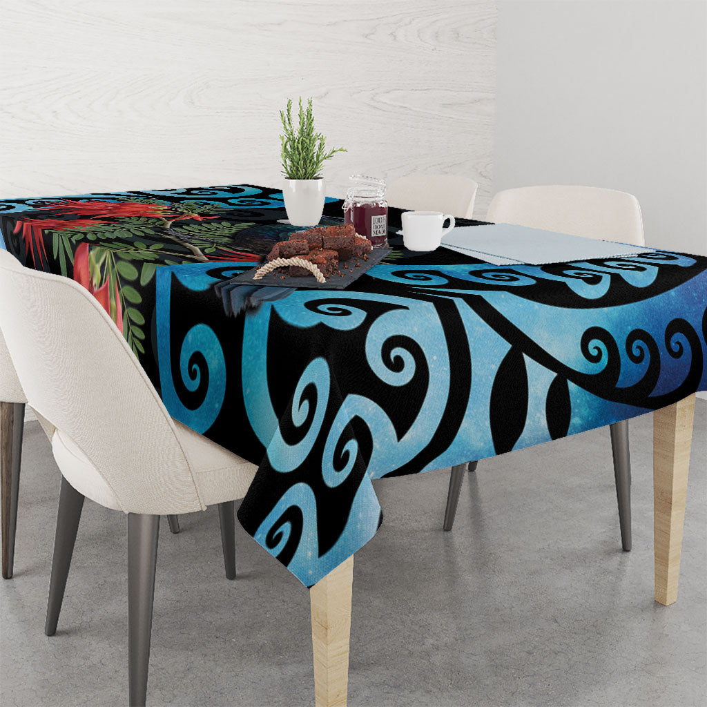 Tui Bird Kakabeak New Zealand Tablecloth Clianthus Galaxy Maori Koru Pattern LT22 - Polynesian Pride