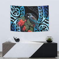 Tui Bird Kakabeak New Zealand Tapestry Clianthus Galaxy Maori Koru Pattern LT22 - Polynesian Pride