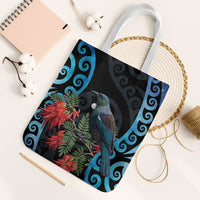 Tui Bird Kakabeak New Zealand Tote Bag Clianthus Galaxy Maori Koru Pattern LT22 White Strap One Size Blue - Polynesian Pride