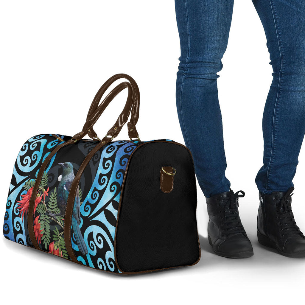 Tui Bird Kakabeak New Zealand Travel Bag Clianthus Galaxy Maori Koru Pattern LT22 - Polynesian Pride