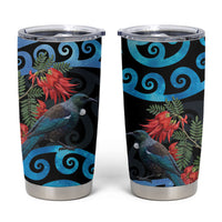 Tui Bird Kakabeak New Zealand Tumbler Cup Clianthus Galaxy Maori Koru Pattern