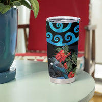 Tui Bird Kakabeak New Zealand Tumbler Cup Clianthus Galaxy Maori Koru Pattern