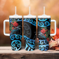 Tui Bird Kakabeak New Zealand Tumbler With Handle Clianthus Galaxy Maori Koru Pattern LT22 - Polynesian Pride