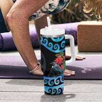 Tui Bird Kakabeak New Zealand Tumbler With Handle Clianthus Galaxy Maori Koru Pattern LT22 - Polynesian Pride