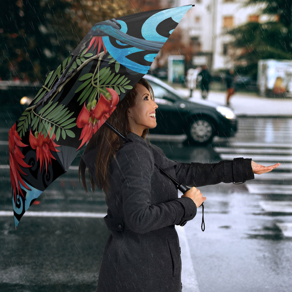 Tui Bird Kakabeak New Zealand Umbrella Clianthus Galaxy Maori Koru Pattern LT22 - Polynesian Pride