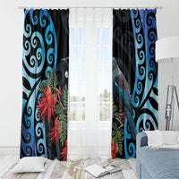 Tui Bird Kakabeak New Zealand Window Curtain Clianthus Galaxy Maori Koru Pattern LT22 - Polynesian Pride