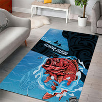 Snapper Fishing New Zealand Area Rug Tamure Fish Hook Maori Pattern LT22 - Polynesian Pride
