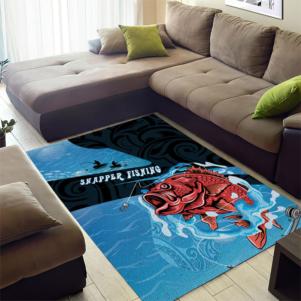 Snapper Fishing New Zealand Area Rug Tamure Fish Hook Maori Pattern LT22 - Polynesian Pride