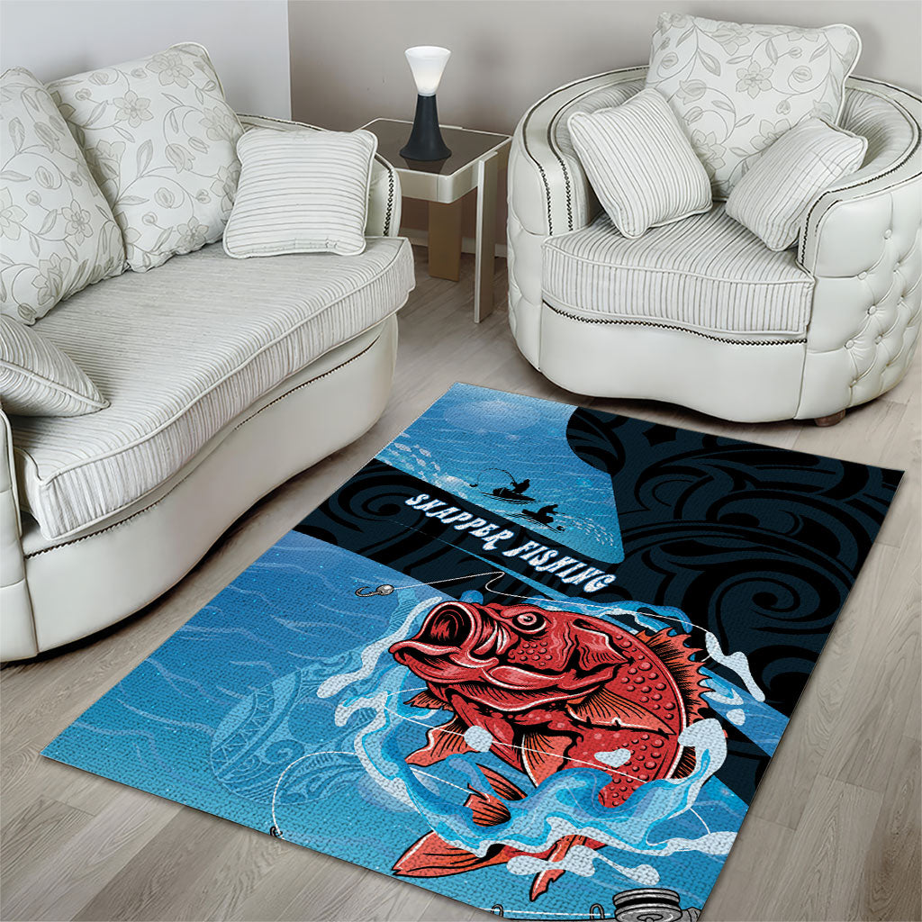 Snapper Fishing New Zealand Area Rug Tamure Fish Hook Maori Pattern LT22 - Polynesian Pride