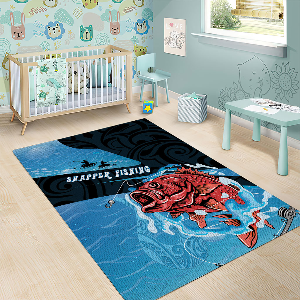 Snapper Fishing New Zealand Area Rug Tamure Fish Hook Maori Pattern LT22 - Polynesian Pride