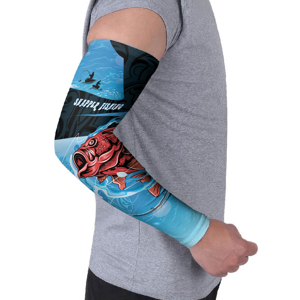 Personalised Snapper Fishing New Zealand Arm Sleeves Tamure Fish Hook Maori Pattern LT22 - Polynesian Pride
