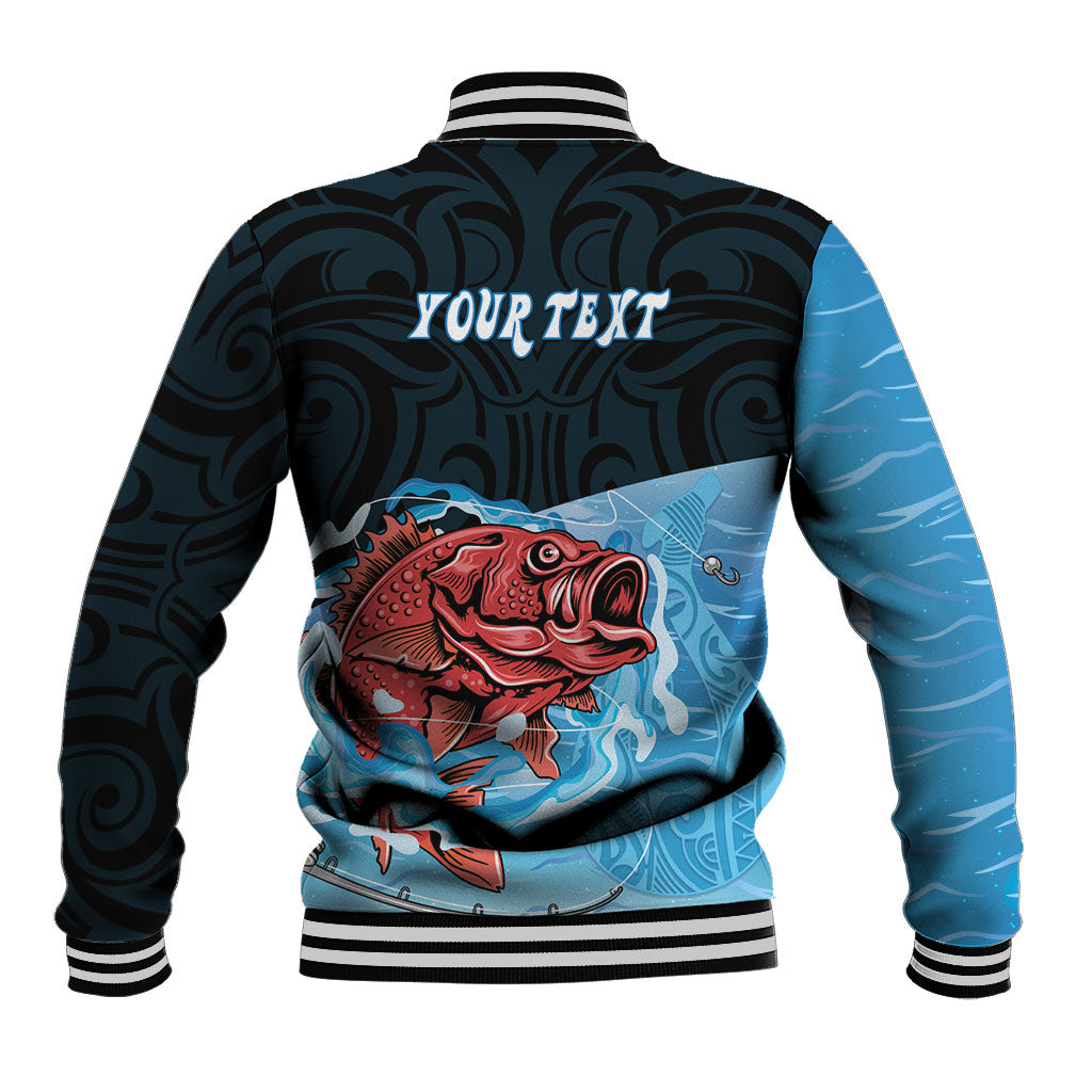 Personalised Snapper Fishing New Zealand Baseball Jacket Tamure Fish Hook Maori Pattern LT22 - Polynesian Pride