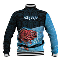 Personalised Snapper Fishing New Zealand Baseball Jacket Tamure Fish Hook Maori Pattern LT22 - Polynesian Pride
