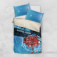 Snapper Fishing New Zealand Bedding Set Tamure Fish Hook Maori Pattern LT22 US Twin 172cm x 218cm Blue - Polynesian Pride