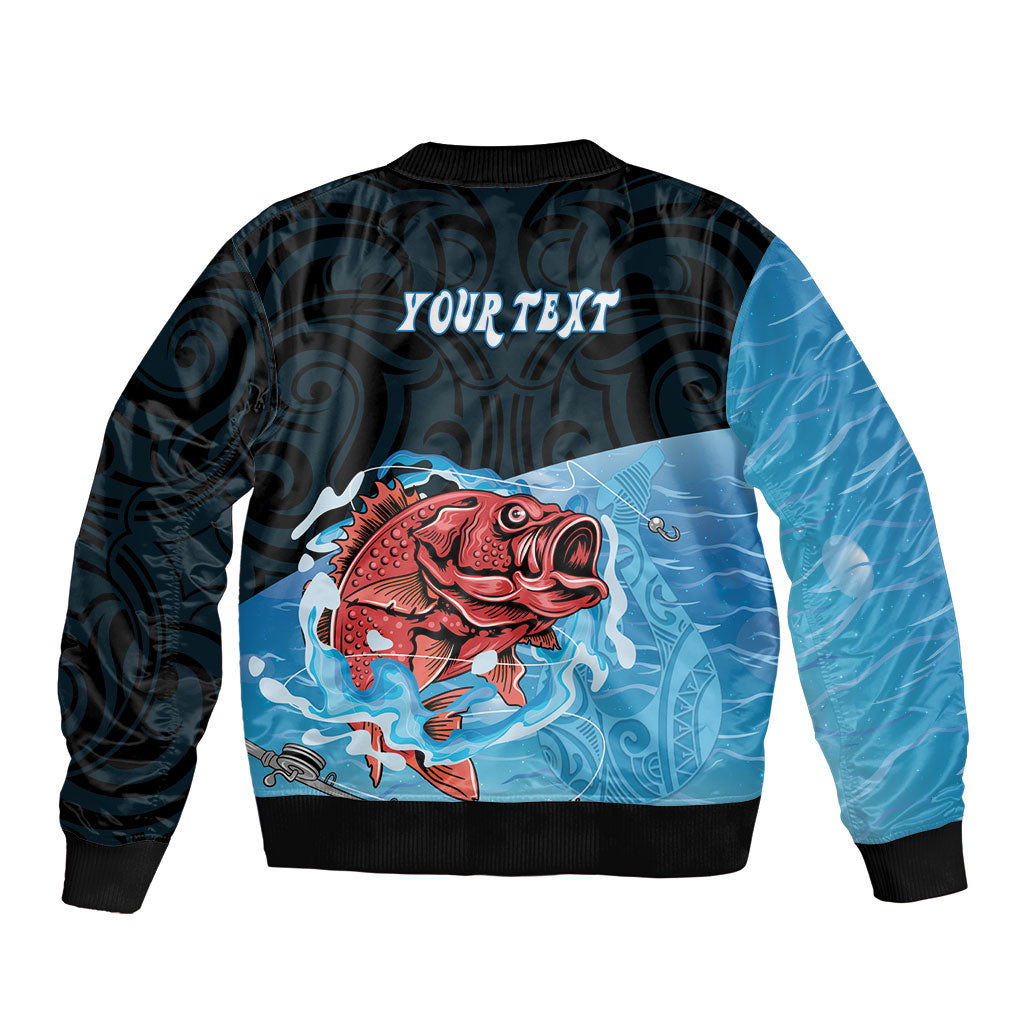 Personalised Snapper Fishing New Zealand Bomber Jacket Tamure Fish Hook Maori Pattern LT22 - Polynesian Pride