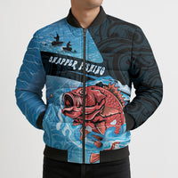 Personalised Snapper Fishing New Zealand Bomber Puffer Jacket Tamure Fish Hook Maori Pattern LT22 - Polynesian Pride
