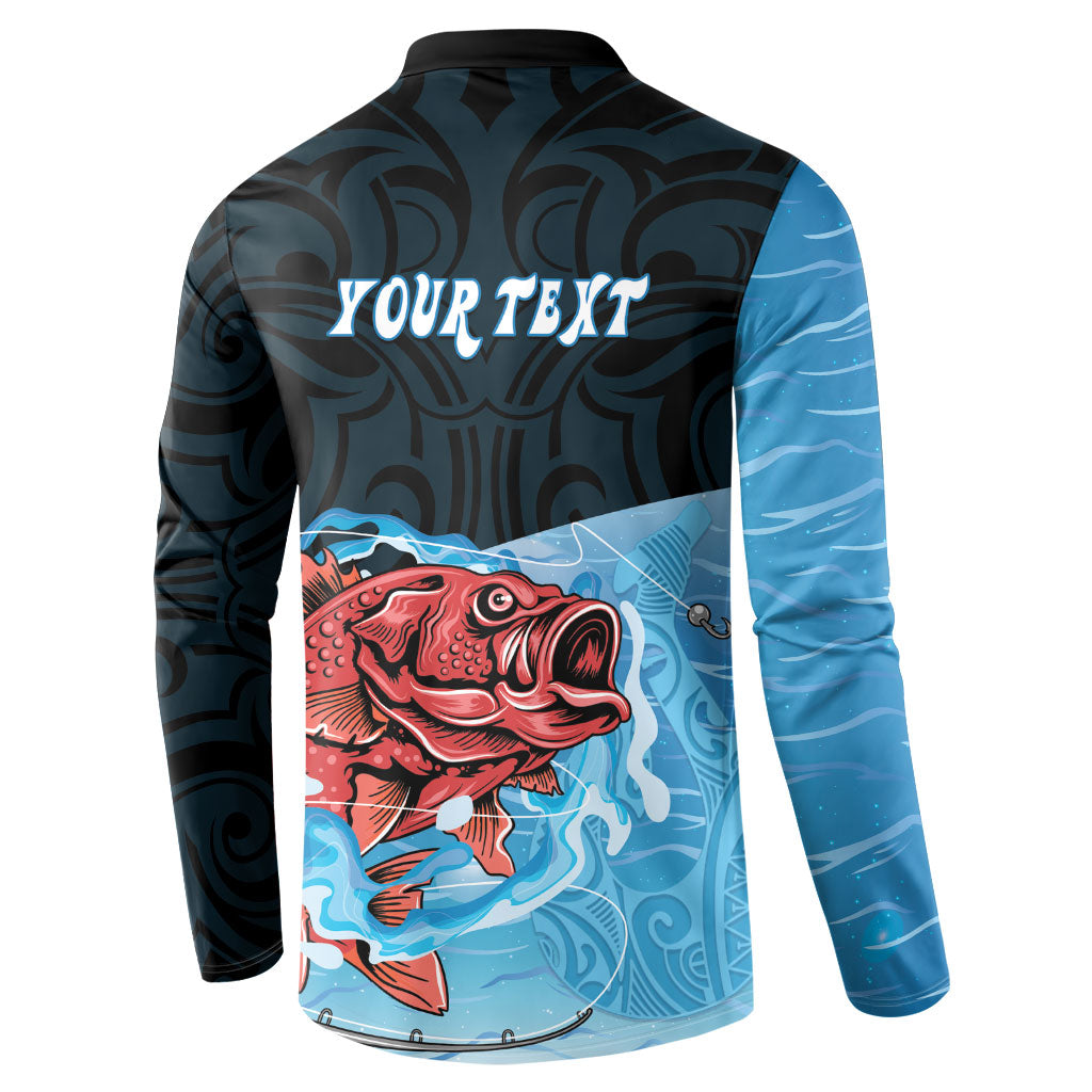 Personalised Snapper Fishing New Zealand Button Sweatshirt Tamure Fish Hook Maori Pattern LT22 - Polynesian Pride
