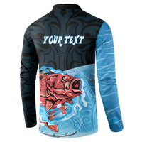 Personalised Snapper Fishing New Zealand Button Sweatshirt Tamure Fish Hook Maori Pattern LT22 - Polynesian Pride