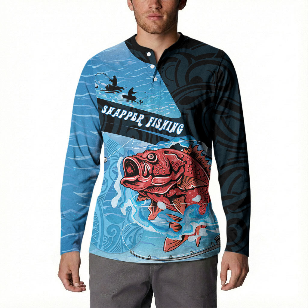 Personalised Snapper Fishing New Zealand Button Sweatshirt Tamure Fish Hook Maori Pattern LT22 - Polynesian Pride