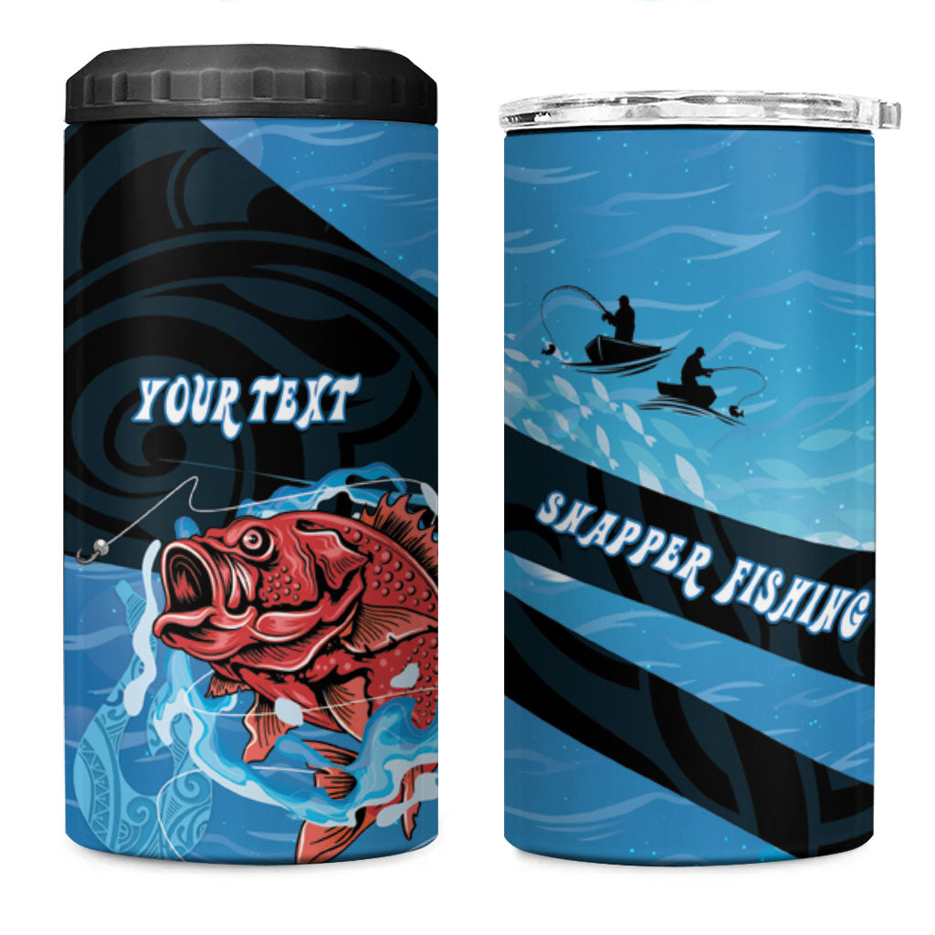 Personalised Snapper Fishing New Zealand 4 in 1 Can Cooler Tumbler Tamure Fish Hook Maori Pattern LT22 One Size: 16 oz Blue - Polynesian Pride