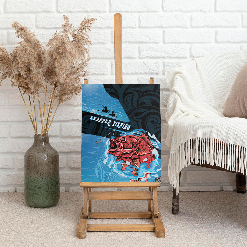 Snapper Fishing New Zealand Canvas Wall Art Tamure Fish Hook Maori Pattern LT22 - Polynesian Pride