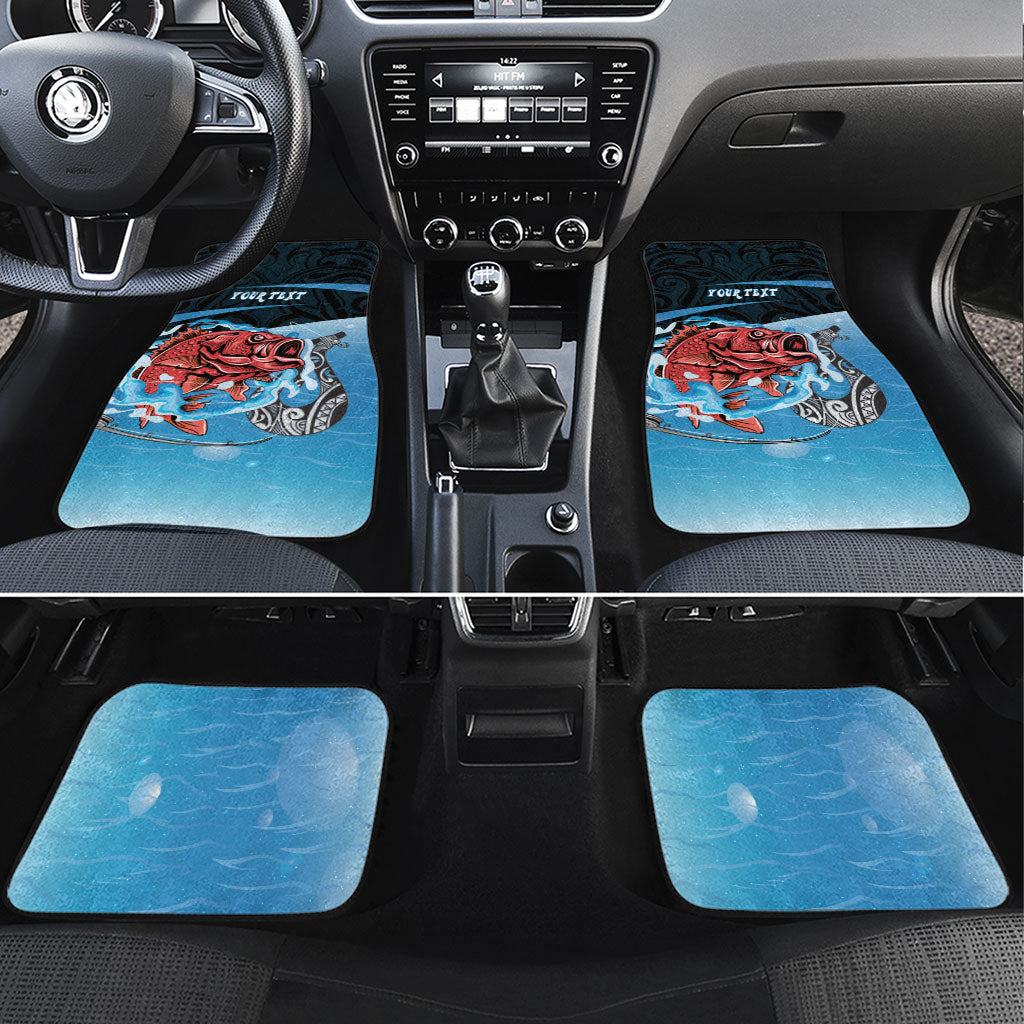 Personalised Snapper Fishing New Zealand Car Mats Tamure Fish Hook Maori Pattern LT22 Set 4pcs Blue - Polynesian Pride