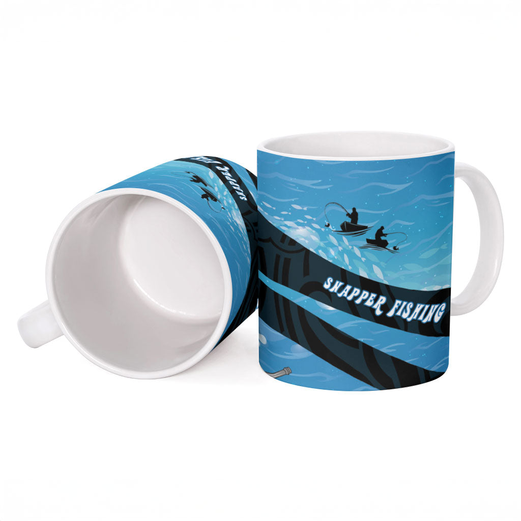 Personalised Snapper Fishing New Zealand Ceramic Mug Tamure Fish Hook Maori Pattern LT22 - Polynesian Pride