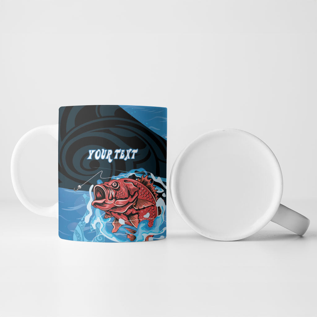 Personalised Snapper Fishing New Zealand Ceramic Mug Tamure Fish Hook Maori Pattern LT22 - Polynesian Pride