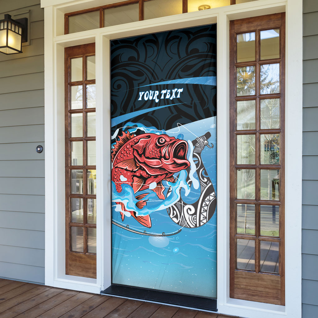 Personalised Snapper Fishing New Zealand Door Cover Tamure Fish Hook Maori Pattern LT22 - Polynesian Pride