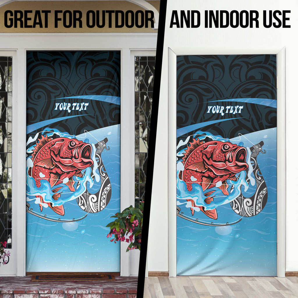 Personalised Snapper Fishing New Zealand Door Cover Tamure Fish Hook Maori Pattern LT22 - Polynesian Pride