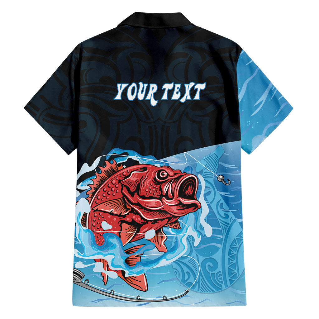 Personalised Snapper Fishing New Zealand Family Matching Off Shoulder Short Dress and Hawaiian Shirt Tamure Fish Hook Maori Pattern