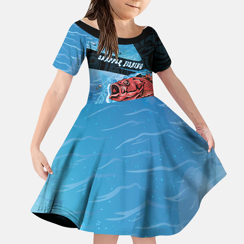 Personalised Snapper Fishing New Zealand Family Matching Puletasi and Hawaiian Shirt Tamure Fish Hook Maori Pattern
