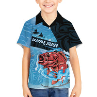 Personalised Snapper Fishing New Zealand Family Matching Puletasi and Hawaiian Shirt Tamure Fish Hook Maori Pattern