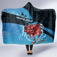 Snapper Fishing New Zealand Hooded Blanket Tamure Fish Hook Maori Pattern