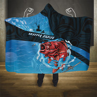 Snapper Fishing New Zealand Hooded Blanket Tamure Fish Hook Maori Pattern