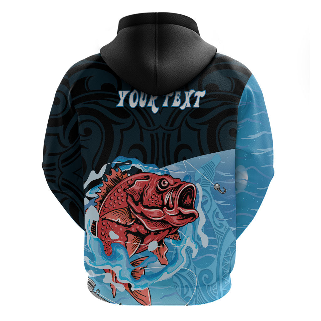 Personalised Snapper Fishing New Zealand Hoodie Tamure Fish Hook Maori Pattern LT22 - Polynesian Pride